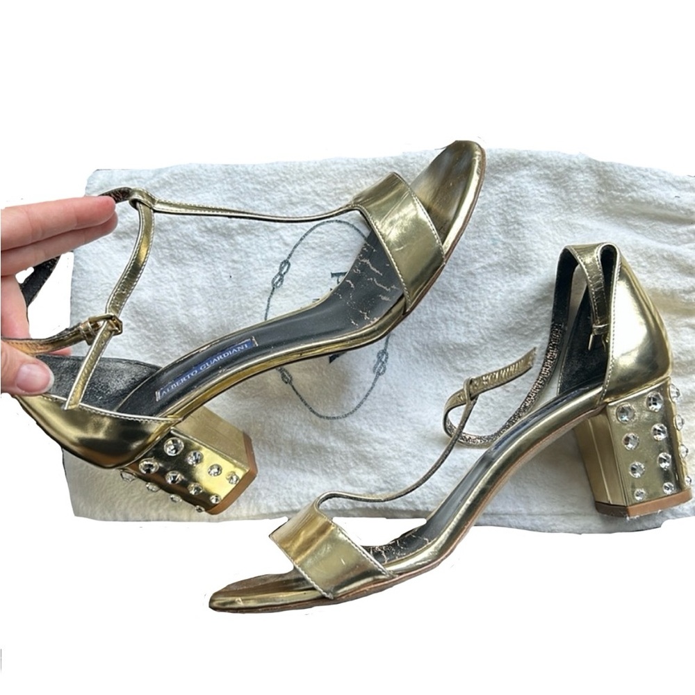 Alberto Guardiani leather 💯 authentic stunning Swarovski crystals heels EU 37